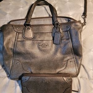 Coach leather crossbody bag with matching wallet